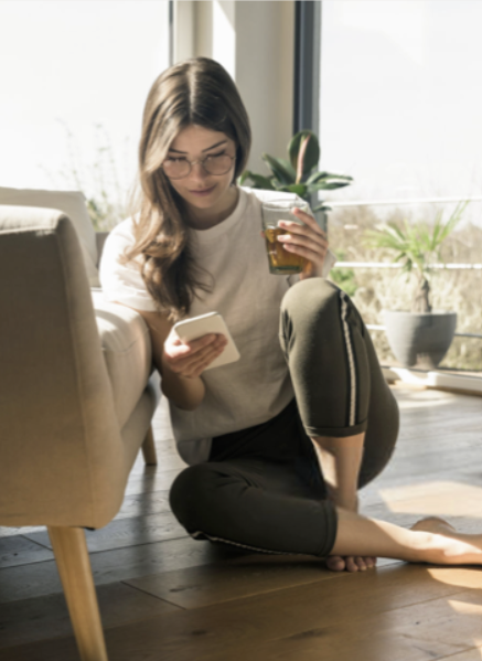 Young woman enjoying her floor