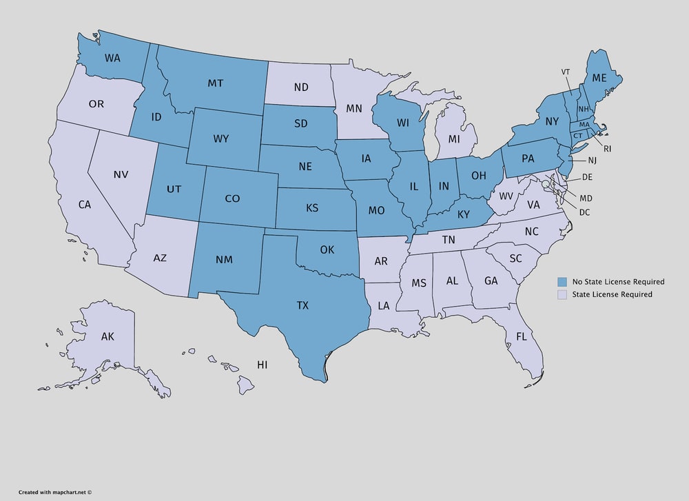 Painter license and requirements per state