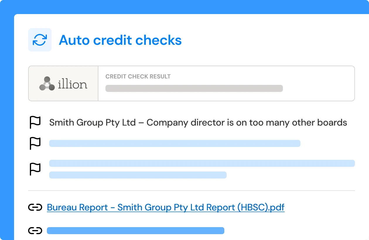 Illustration of Automated credit checks using Illion for Opypro