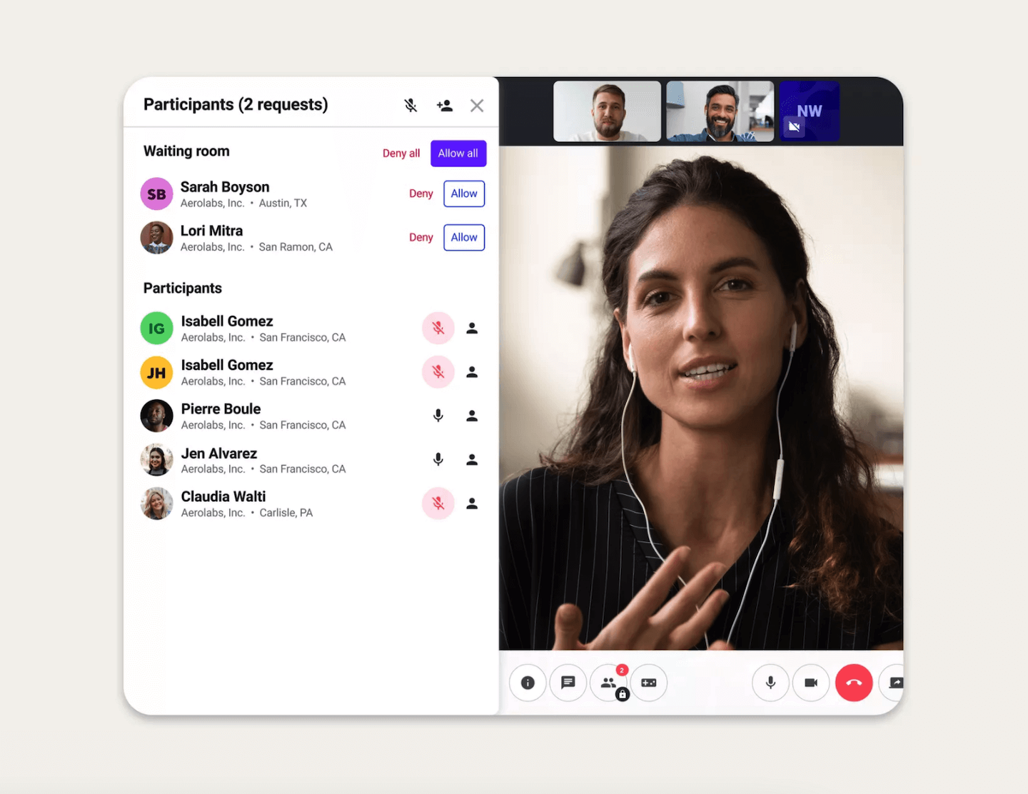 Virtual waiting rooms in dialpad meetings