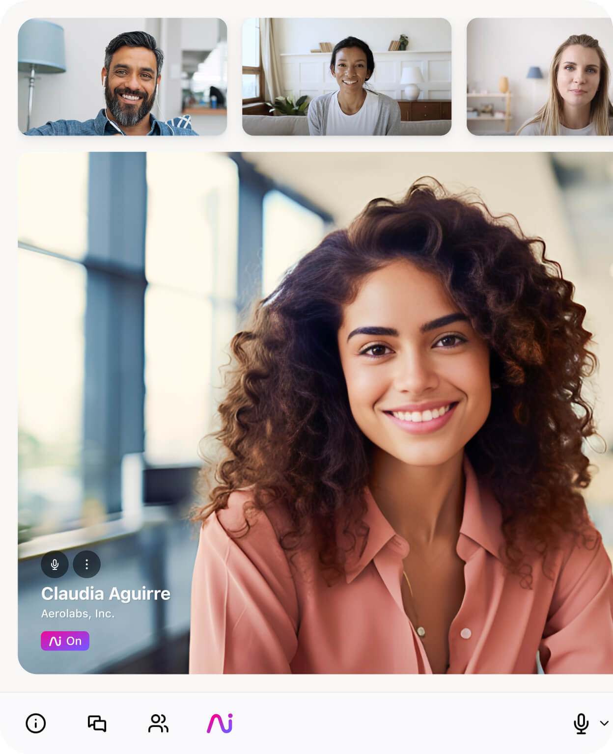 Screenshot of Dialpad's video conferencing feature in grid view, displaying multiple participant video feeds