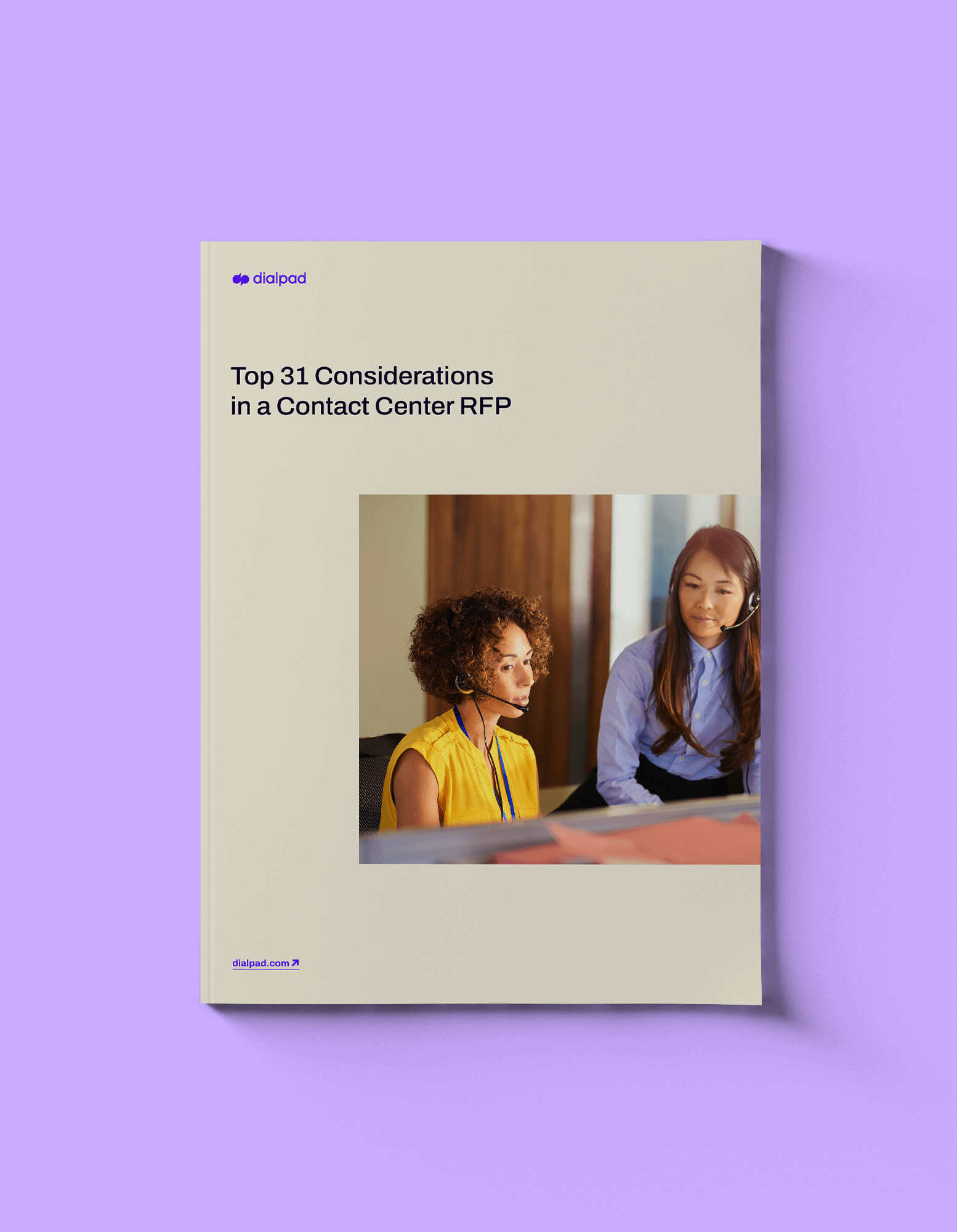 Mockup of an ebook titled Top 31 Considerations in a Contact Center RFP