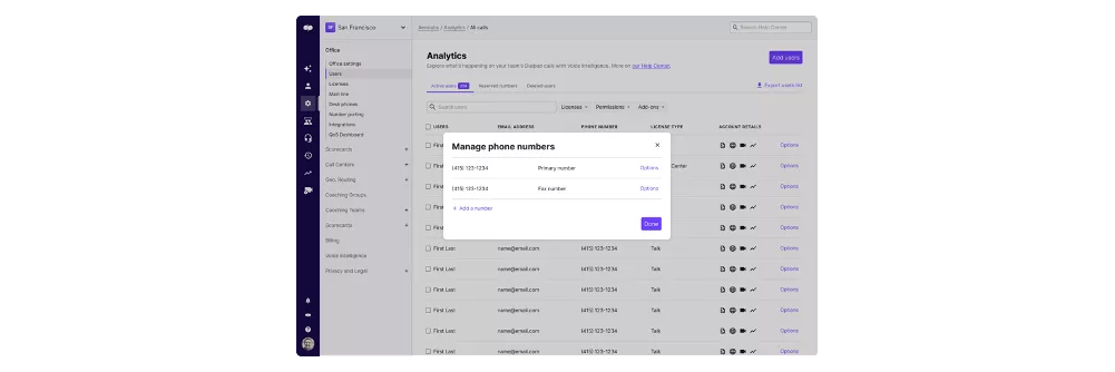 Manage phone numbers