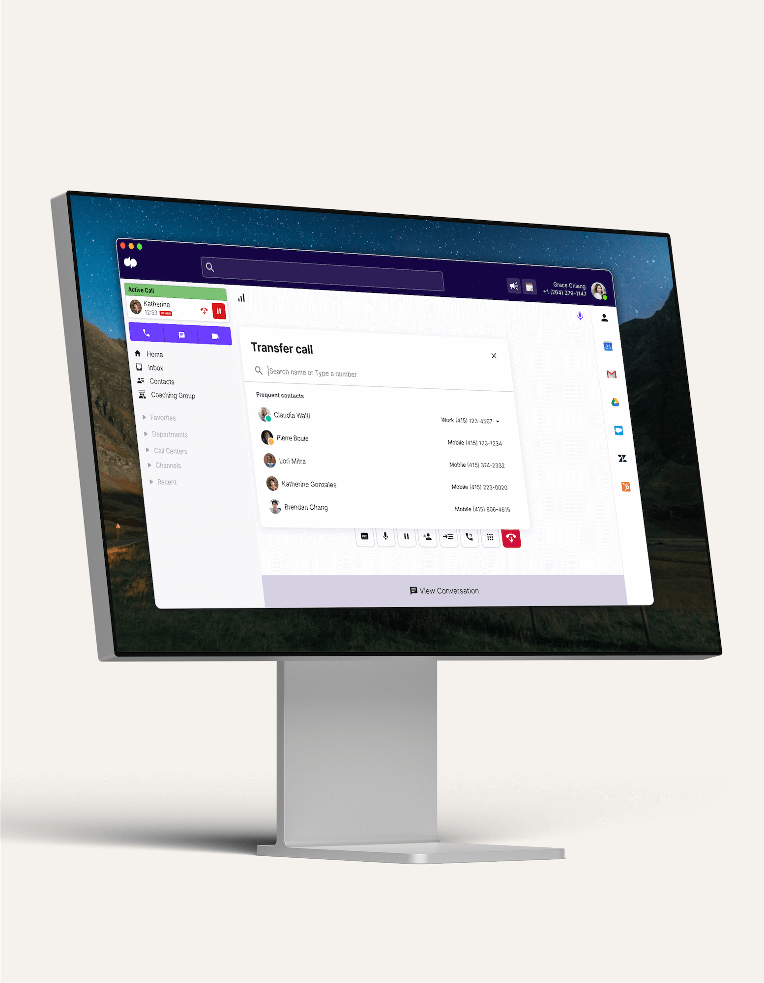 monitor displaying dialpad interface