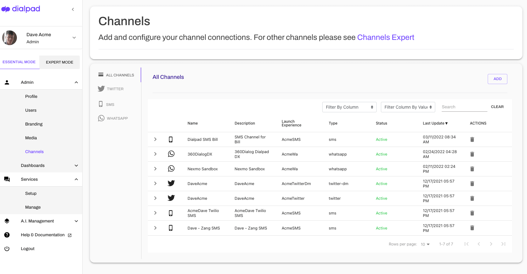 Omnichannel feature in dialpad