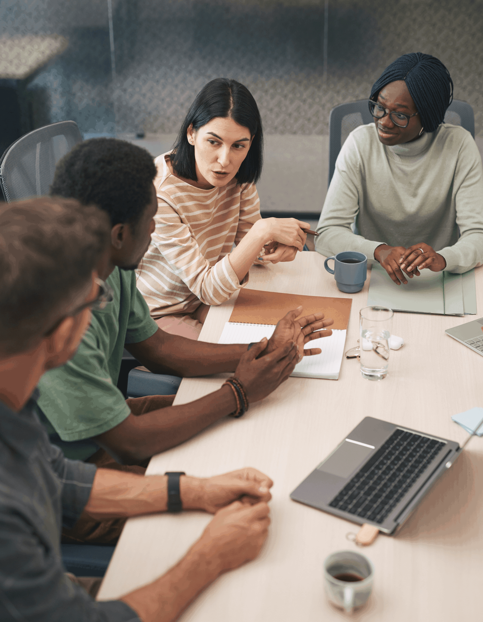A meeting of four people