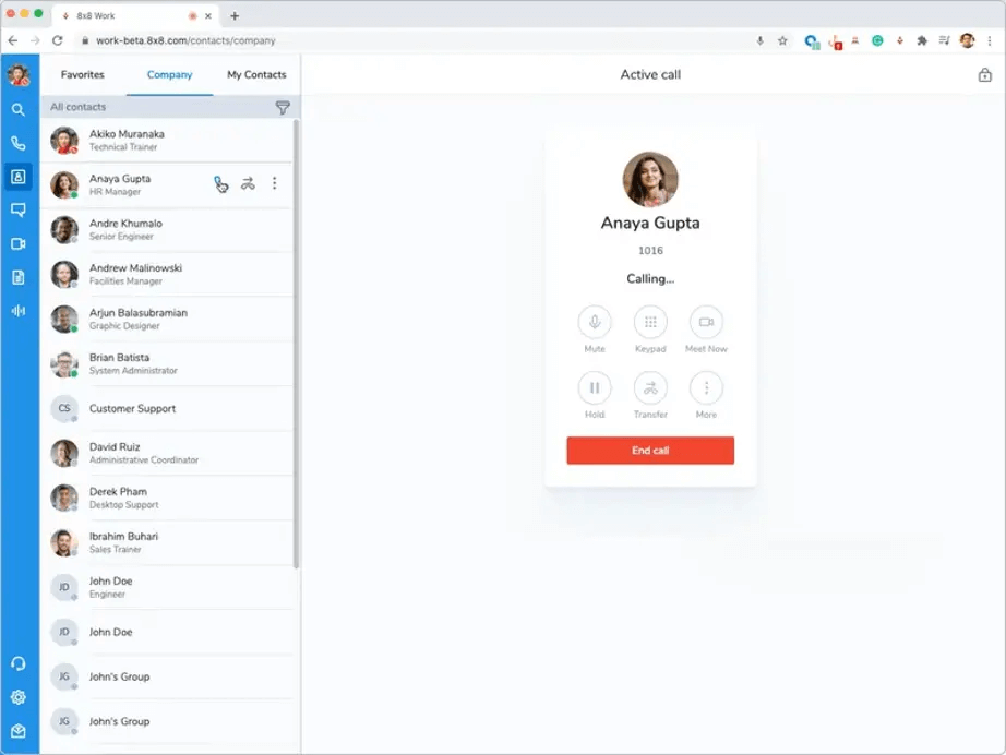 Screenshot of 8x8 product