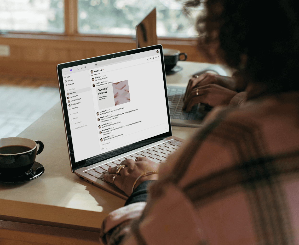 A lady using a laptop