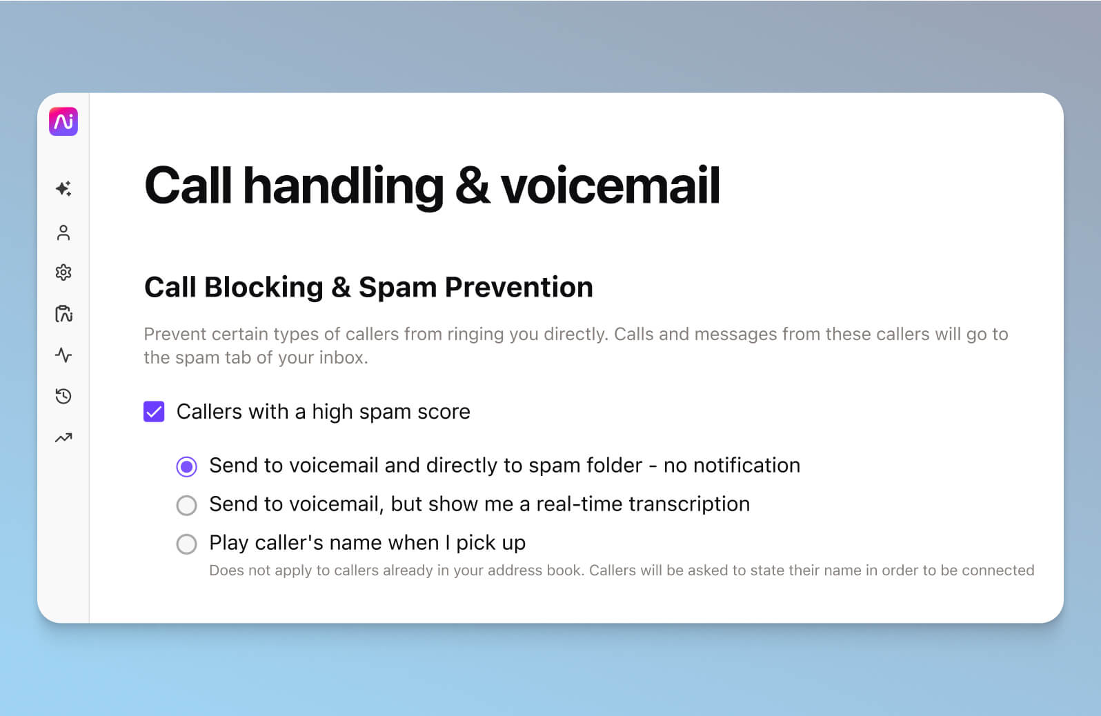 Screenshot of setting up call blocking in Dialpad's online dashboard