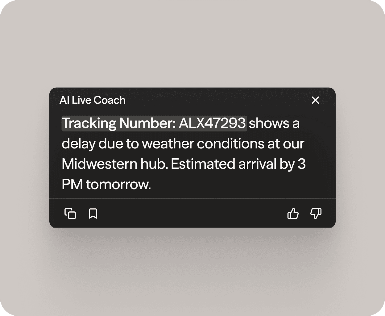 Screenshot of Dialpad AI Live Coach providing relevant answers to agent questions based on all connected knowledge