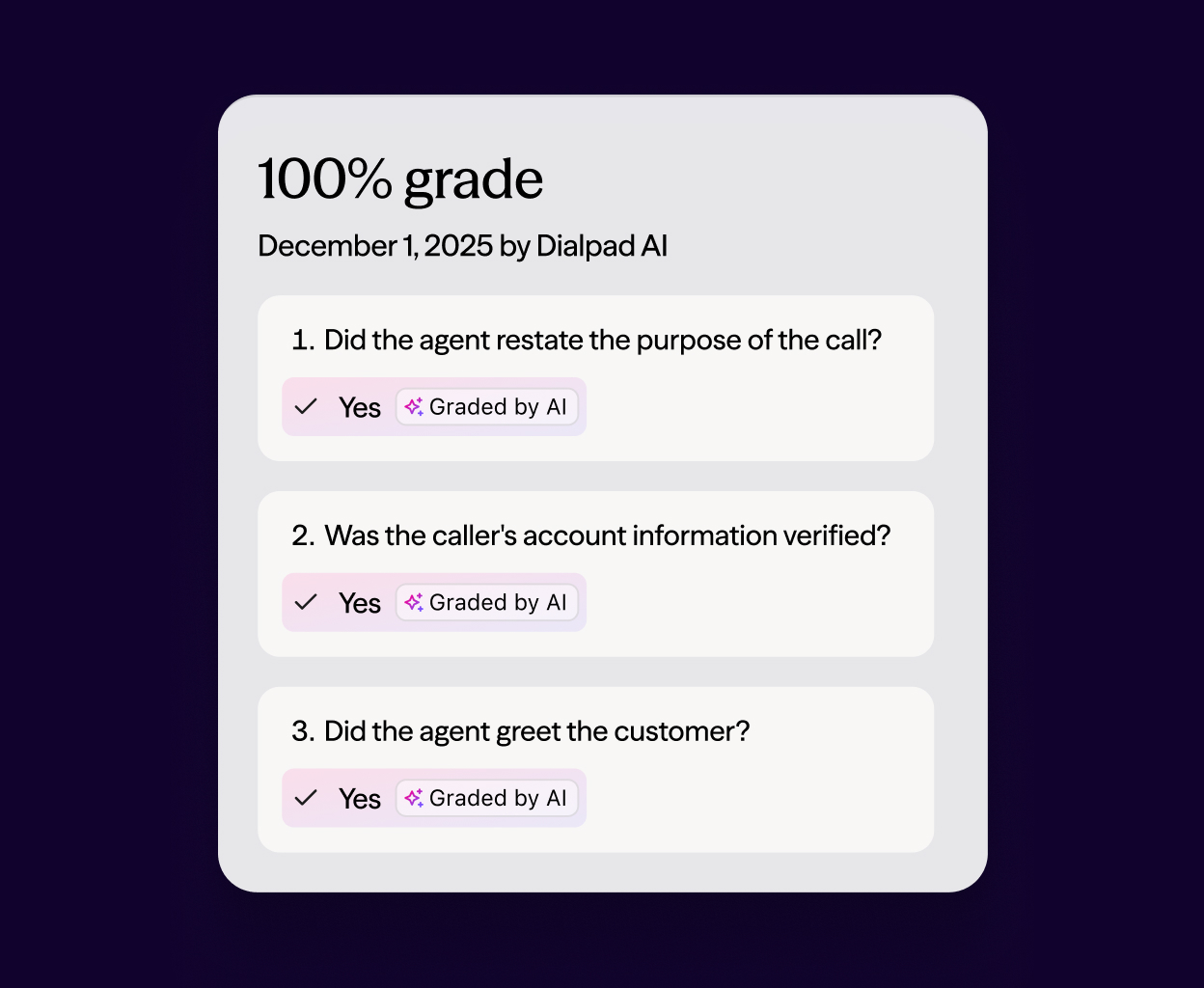 Screenshot of creating a Dialpad AI Scorecard in Dialpad’s online dashboard