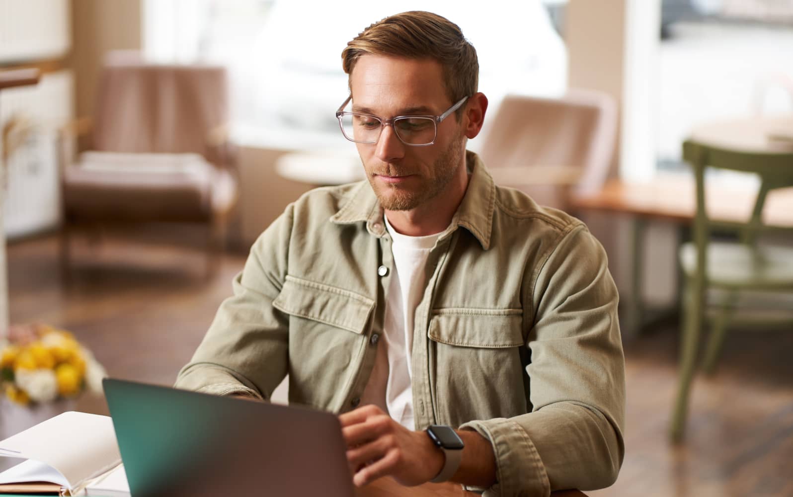 A man working on a laptop