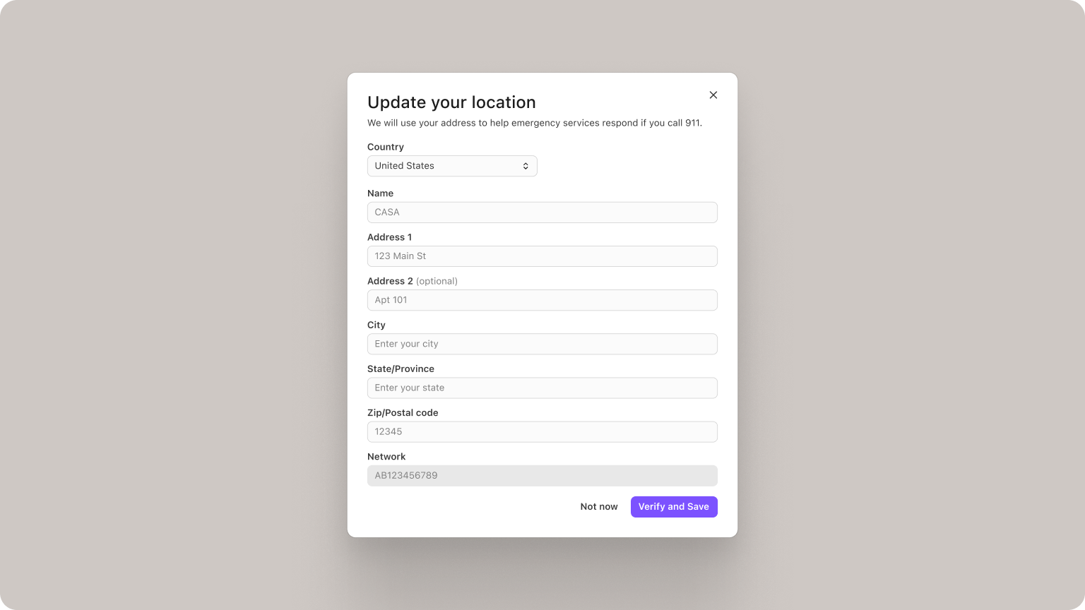 Dynamic E911 Location Updates