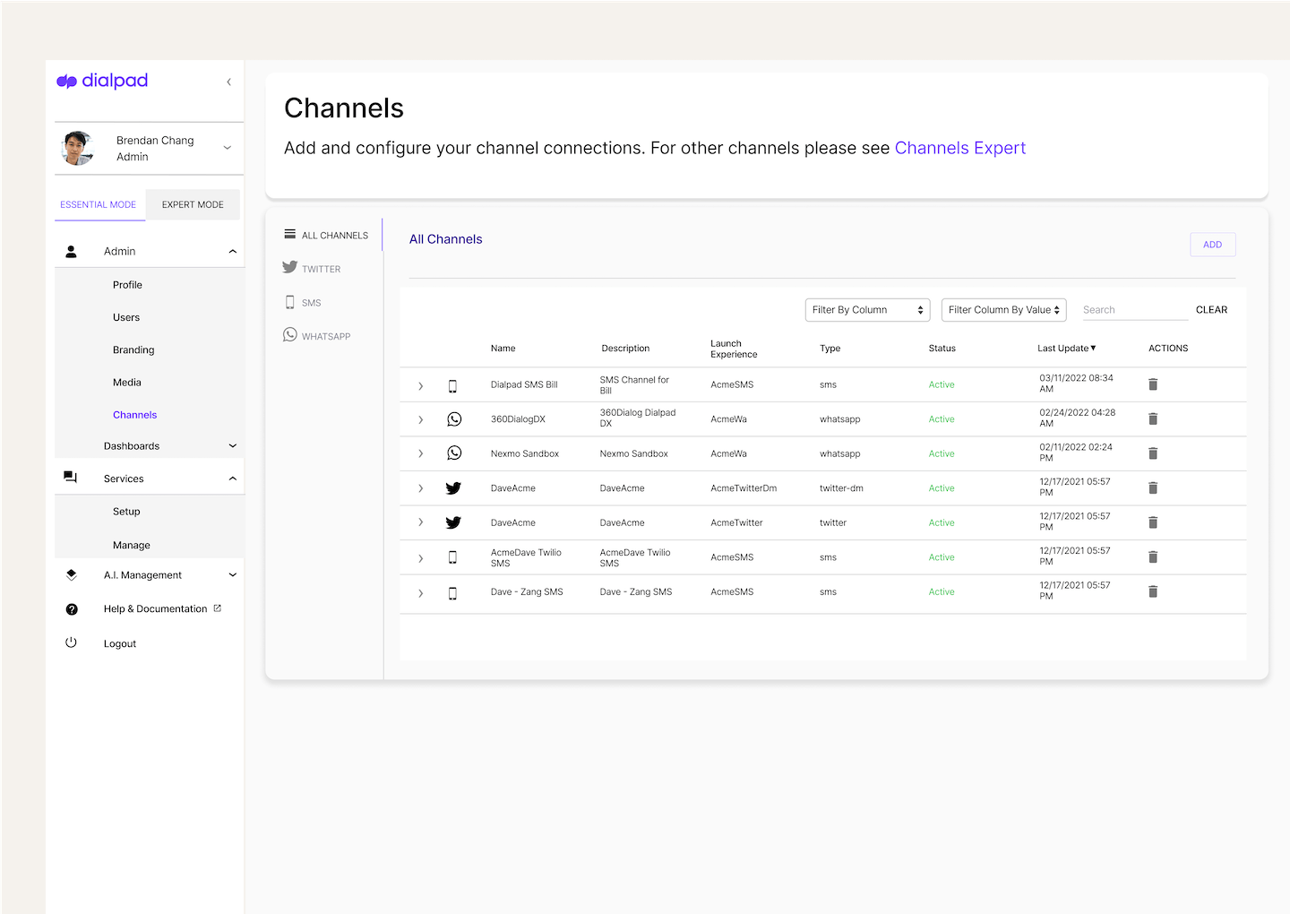 Social media, digital, and voice channels being handled by an agent in Dialpad's omnichannel contact center platform.