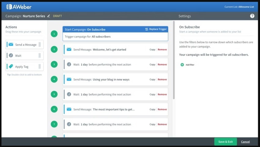 Aweber email nuture creation
