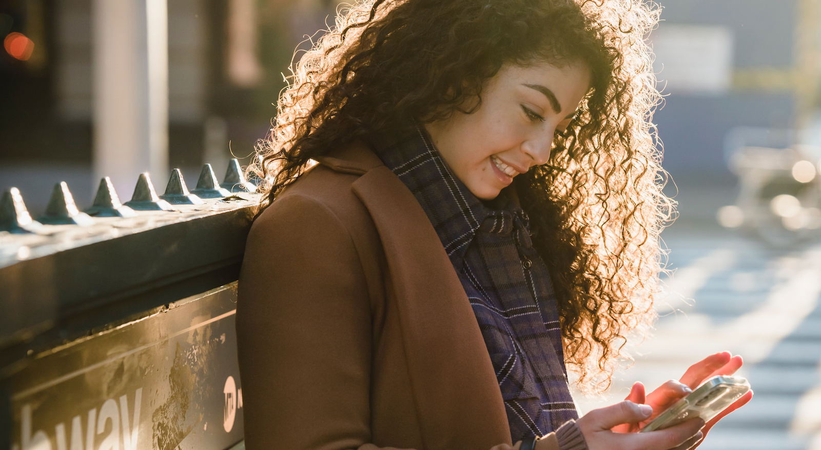 A woman using her phone