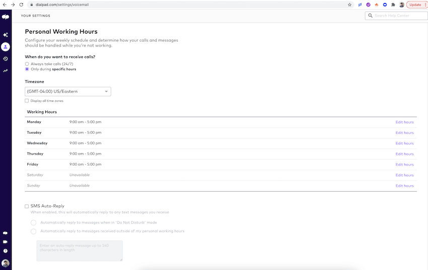 Setting business hours for calls in dialpad blog size