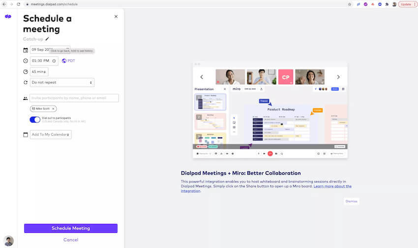 Scheduline a conference dial out in dialpad blog size