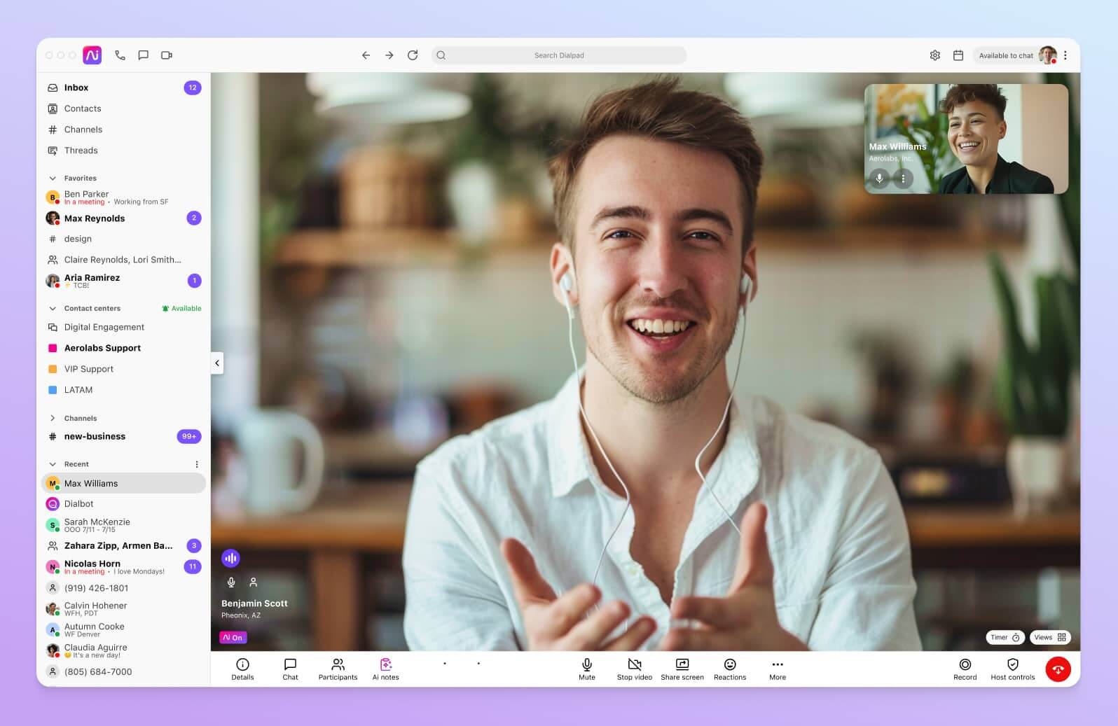 A video conference happening in Dialpad-s desktop app
