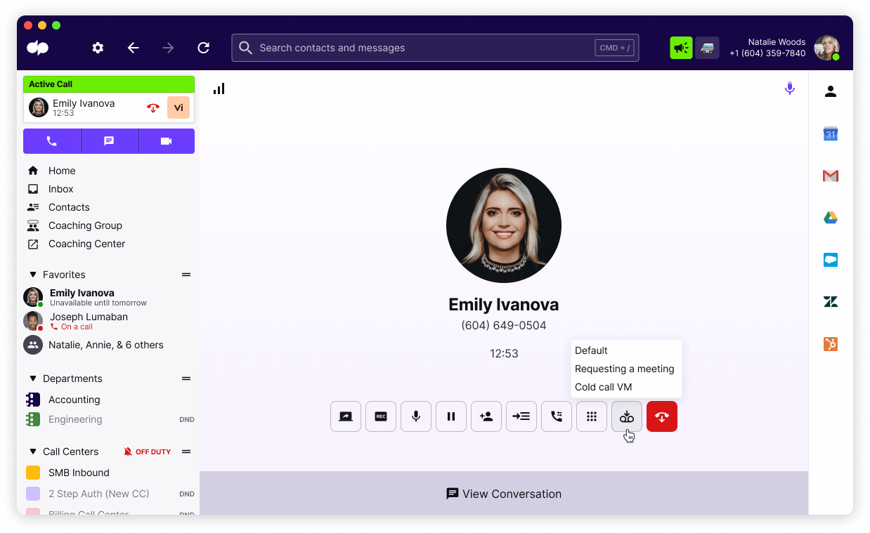 Voicemail Drop in Dialpad