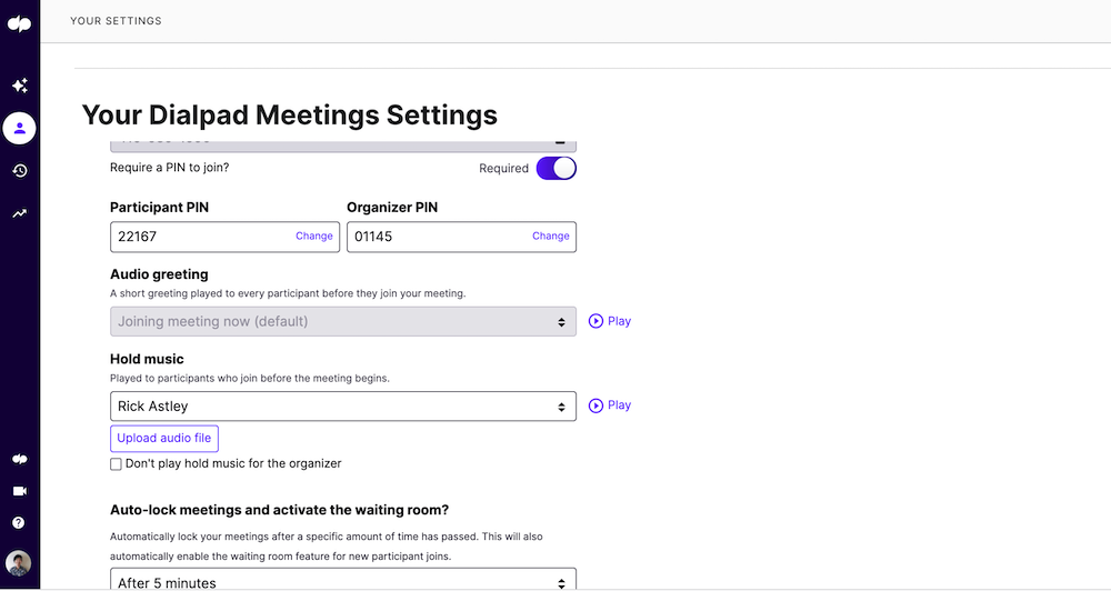 Changing PIN for meetings in dialpad blog size