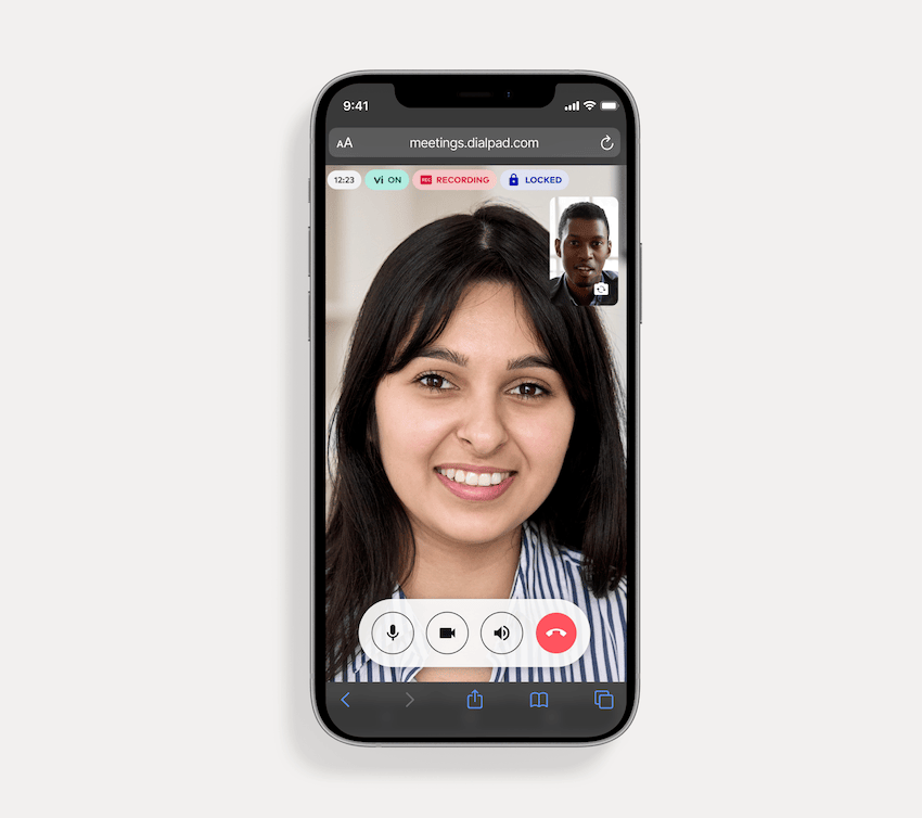 A mobile meeting through dialpad on web browser blog size