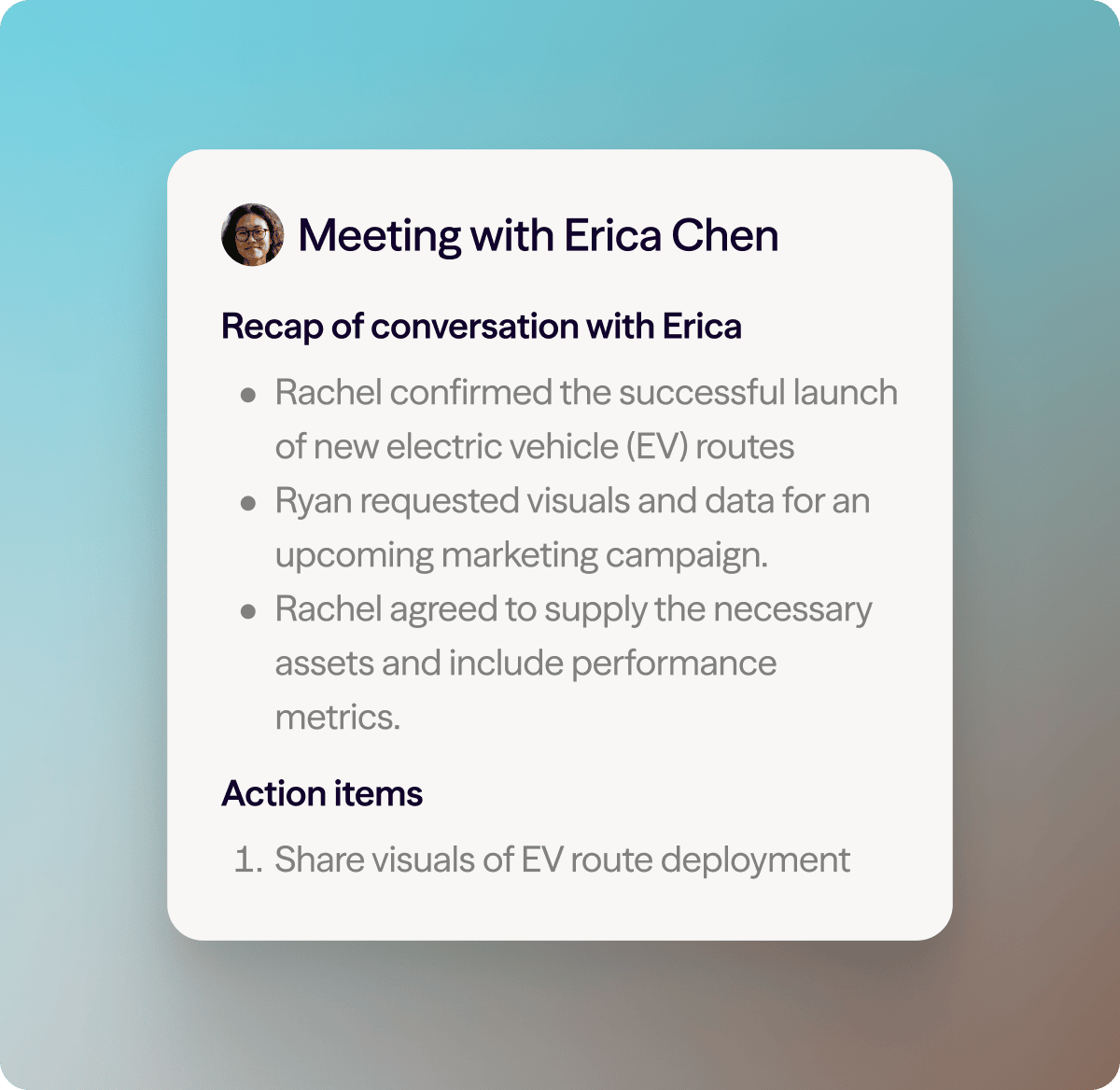 Screenshot of Dialpad AI Recaps generating a summary and action items after a call