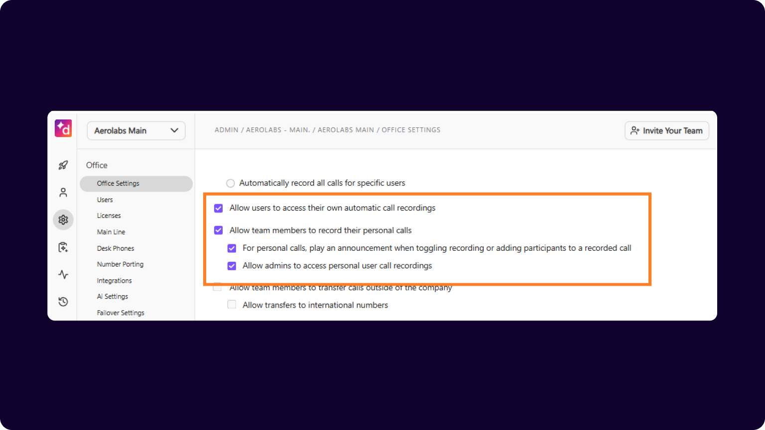 23. Updates to Department Call Recording