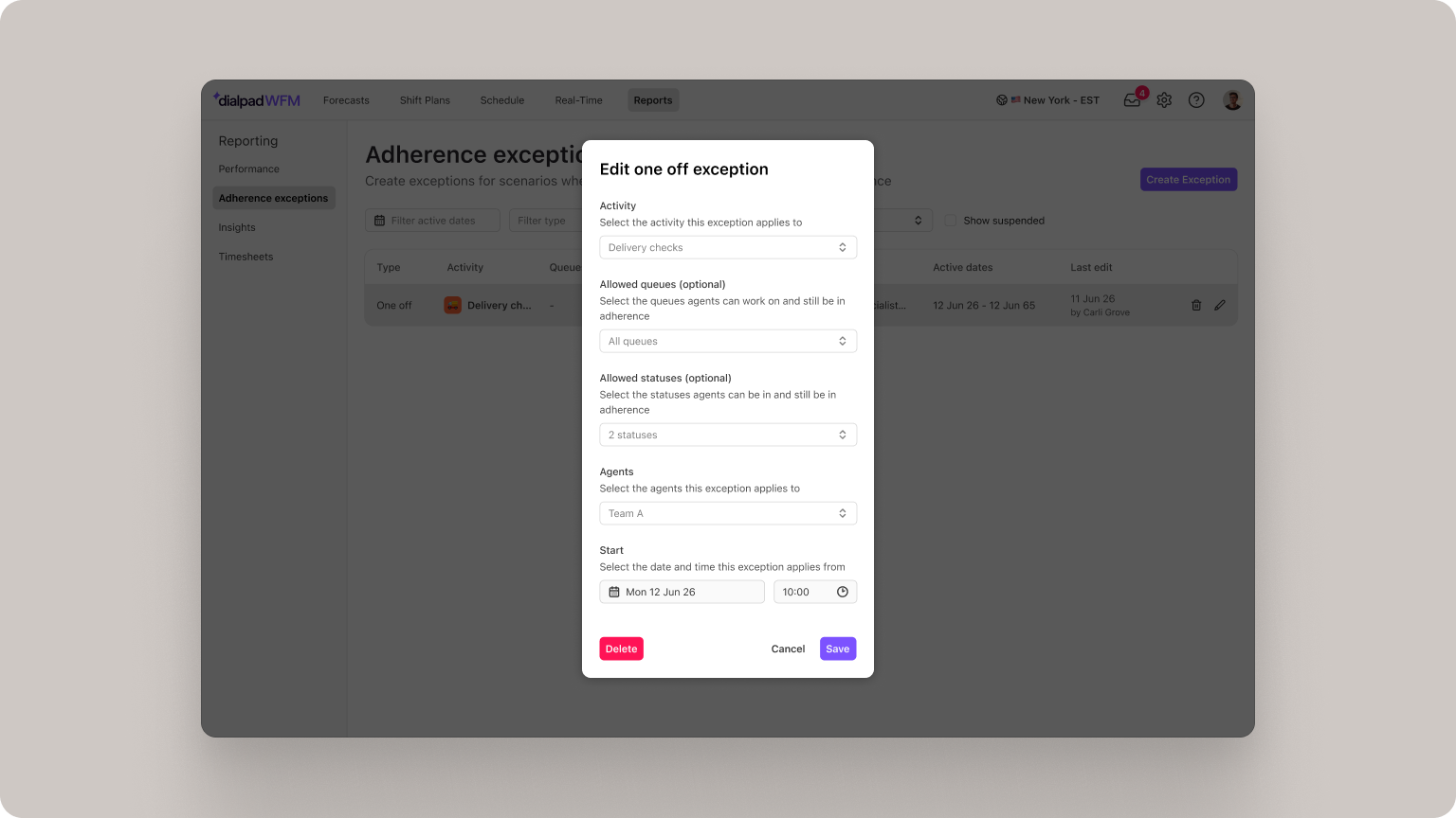 Adjust & correct agent adherence scores for calendar events