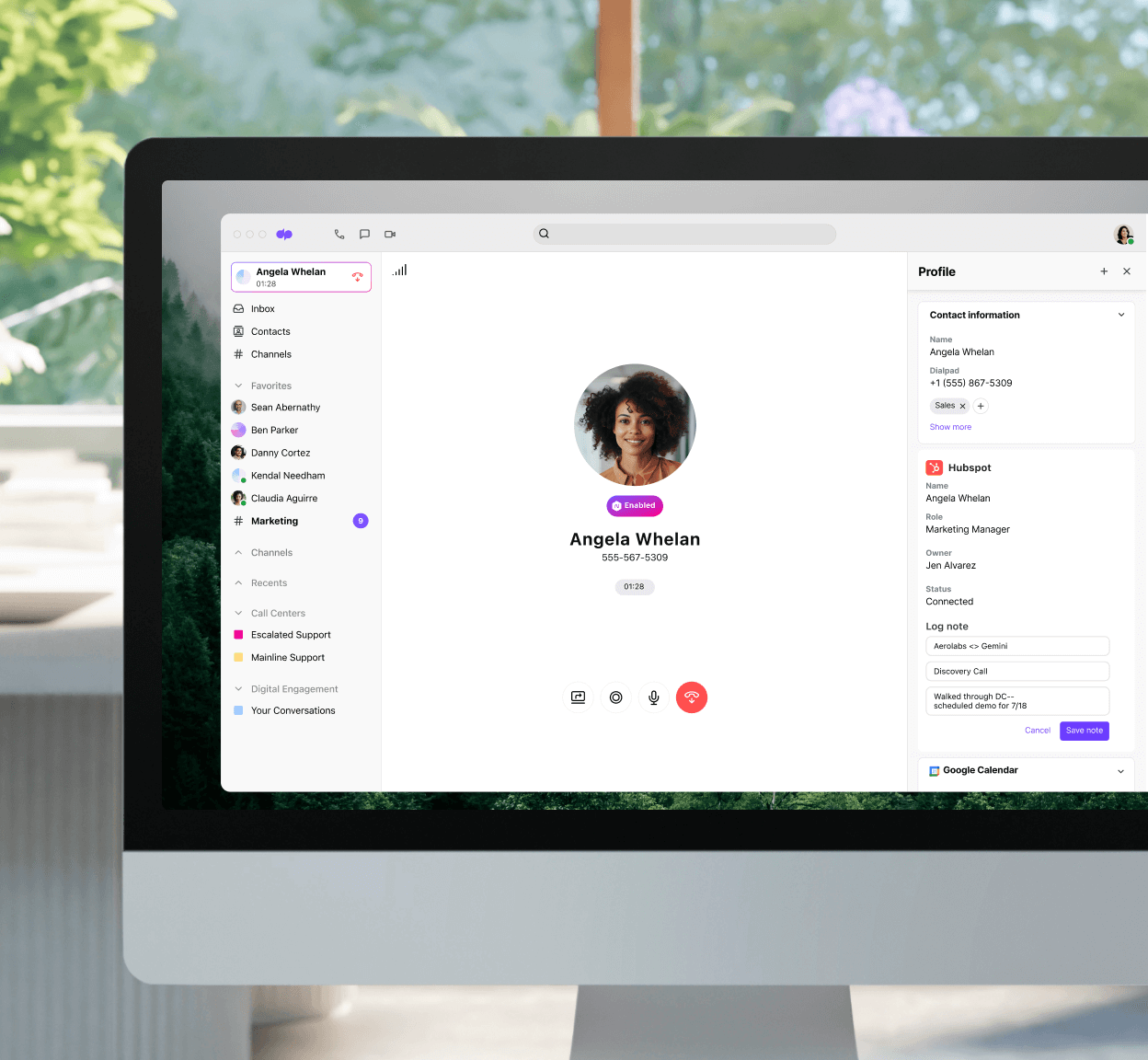 Screenshot of an ongoing phone call