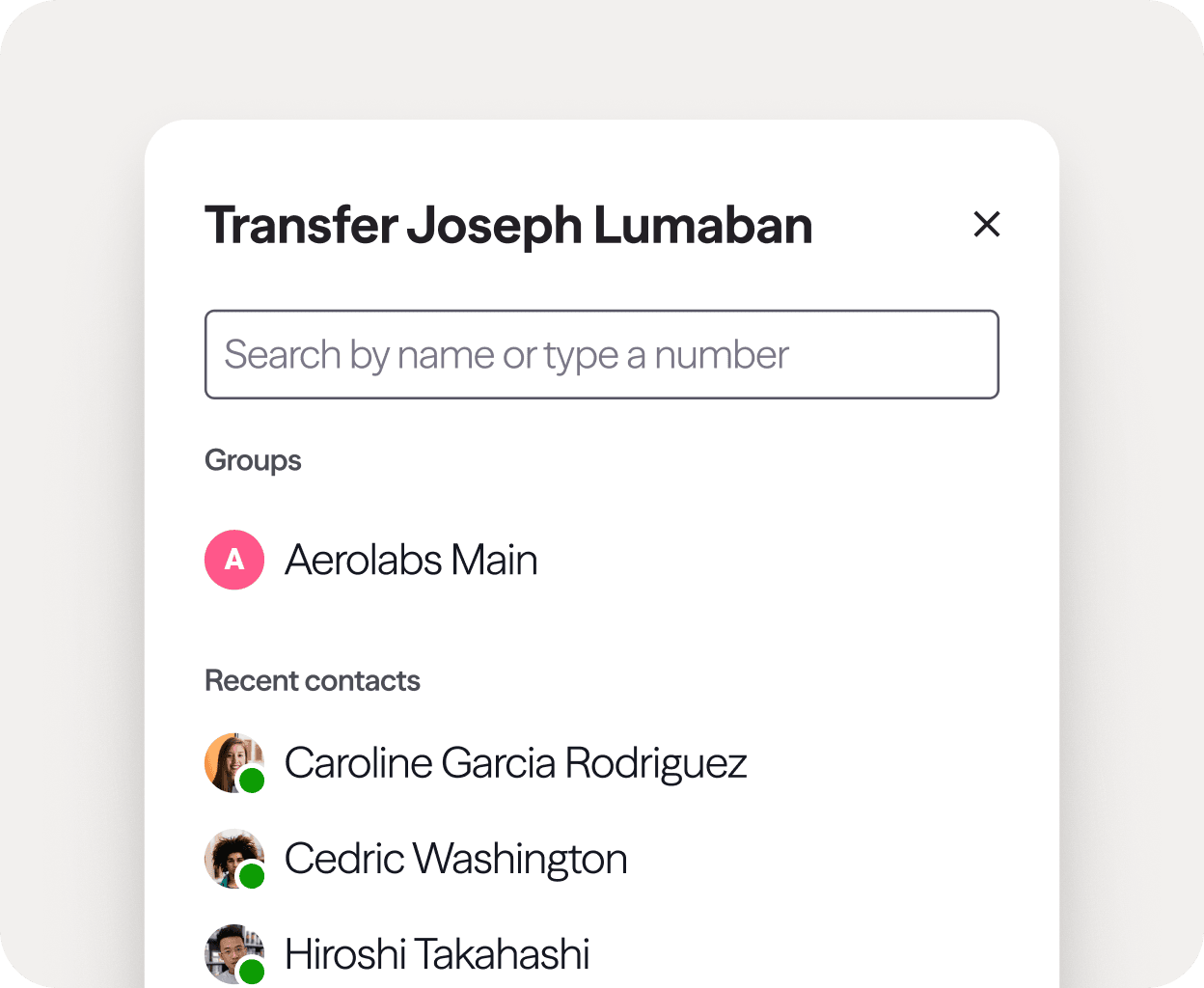 Screenshot of Dialpad's call routing options