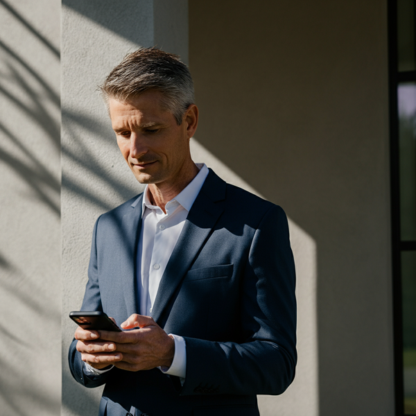 Re/Max logo over an image of a person using their mobile phone