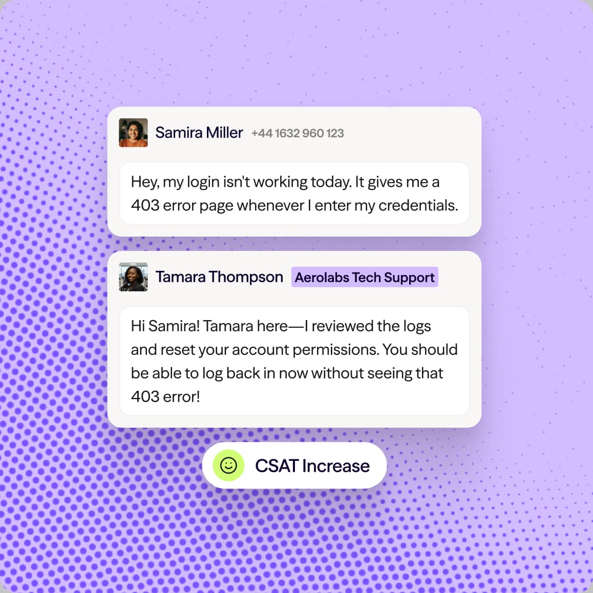 A conversation between a contact center agent and a customer to provide technical support