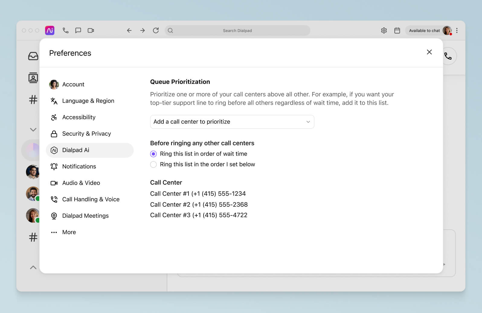 Screenshot of setting up priority call queues for VIP callers in Dialpad