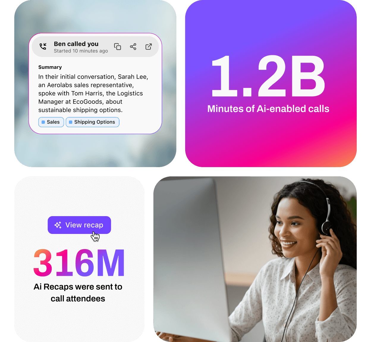 A graphic showcasing Dialpads AI Recaps feature