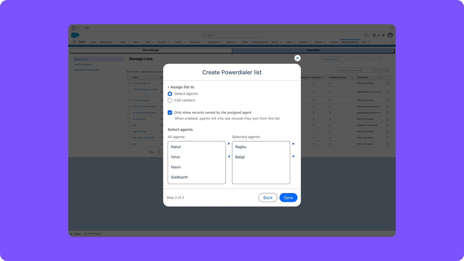 Reduce Salesforce Powerdialer list sprawl with owner-based filtering