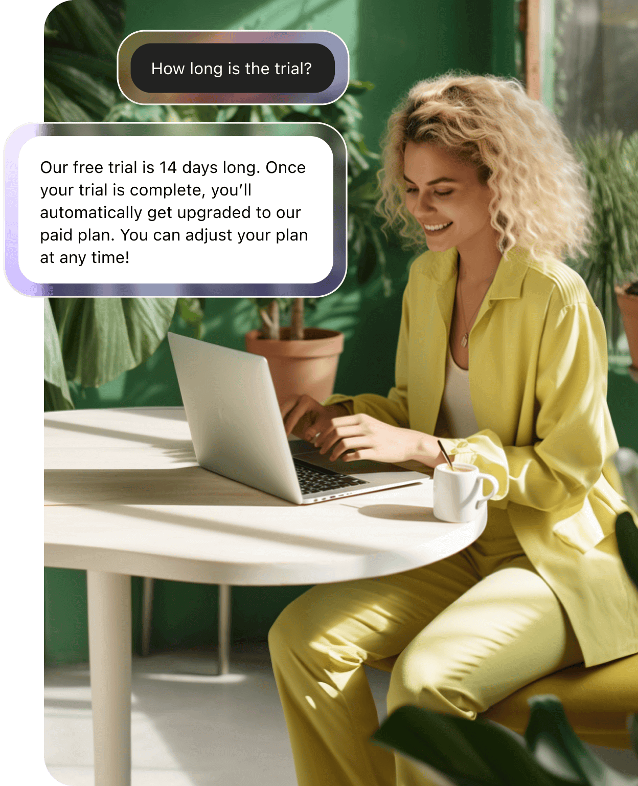 A customer inquiring about the trial duration