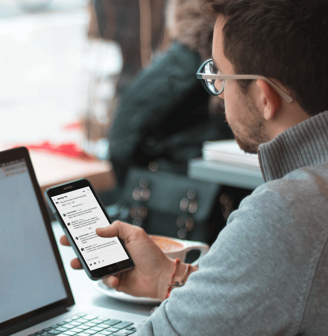 A person using a mobile device