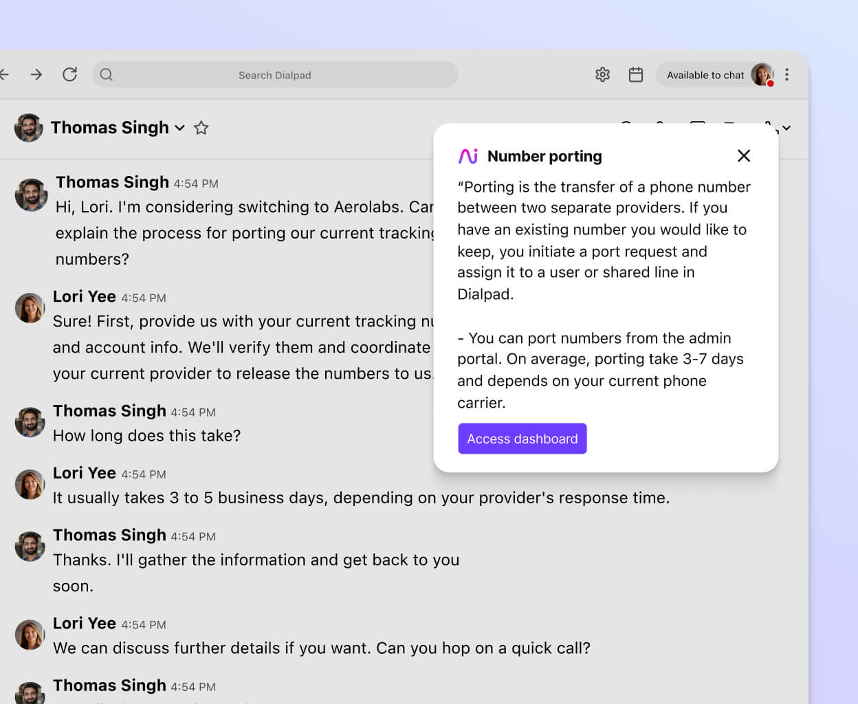 Screenshot of Dialpads integration with Salesforce
