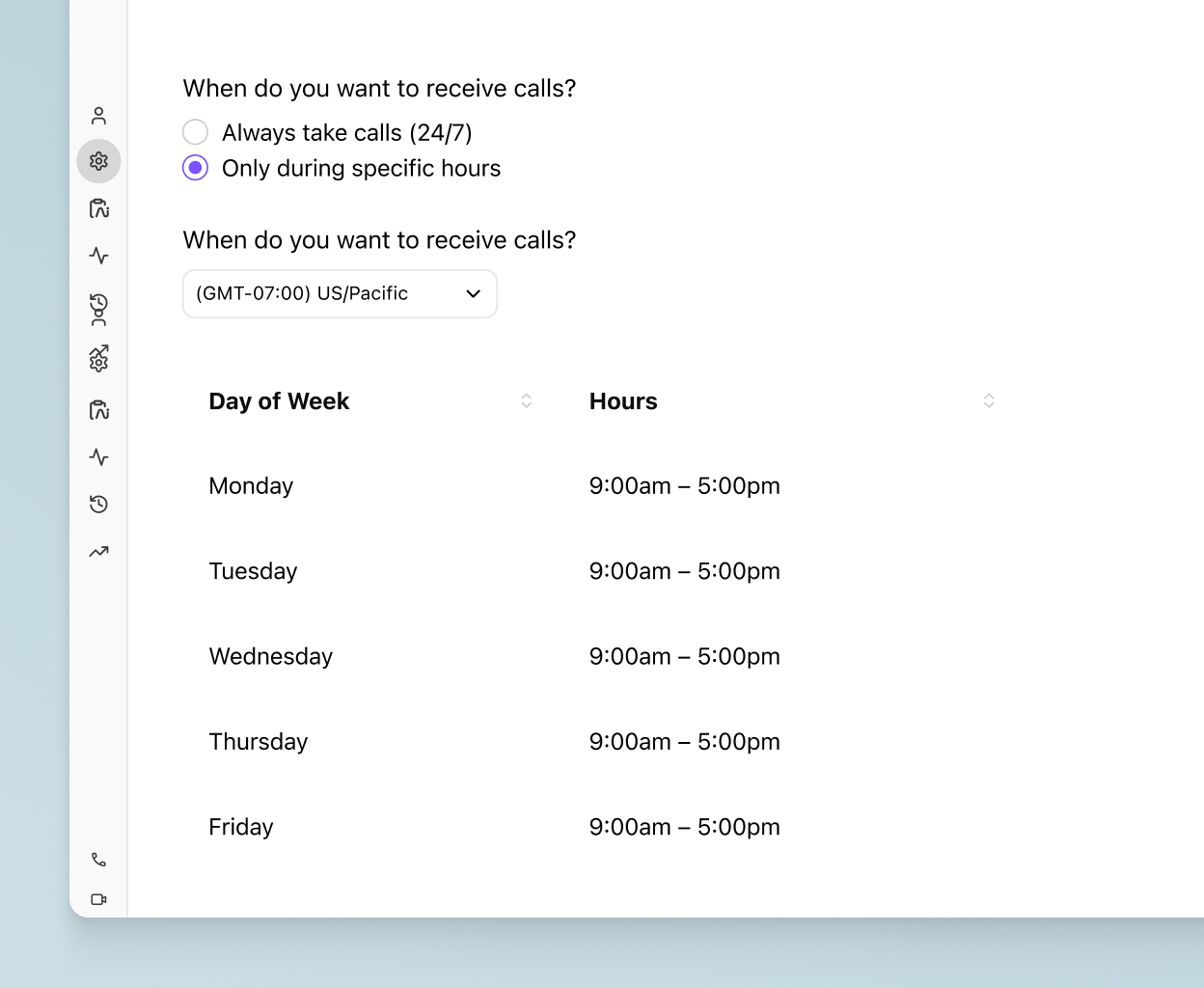 Setting business hours for a company from Dialpad's dashboard