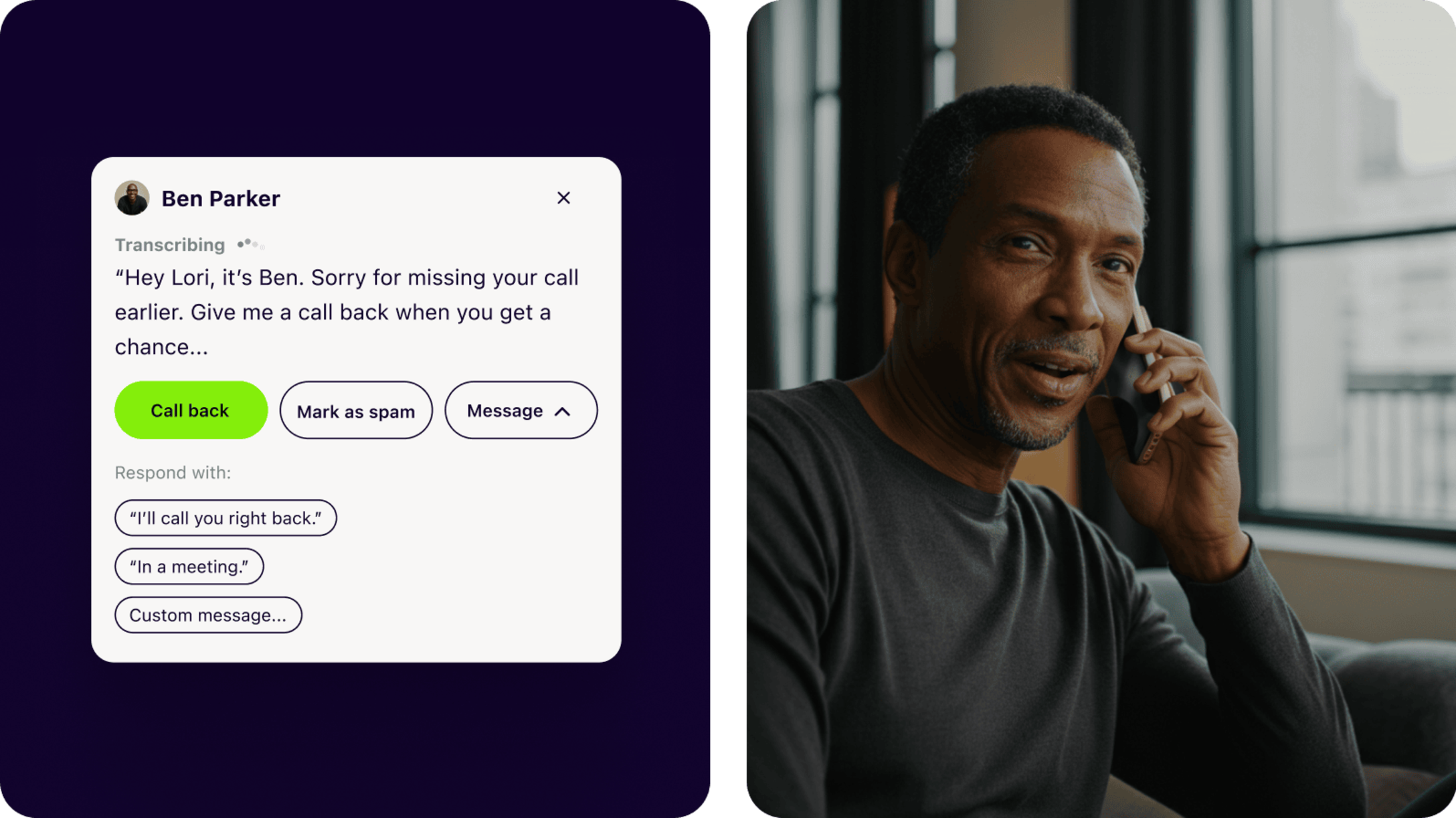 Real-time voicemail transcription feature in Dialpad PBX phone system for business message management