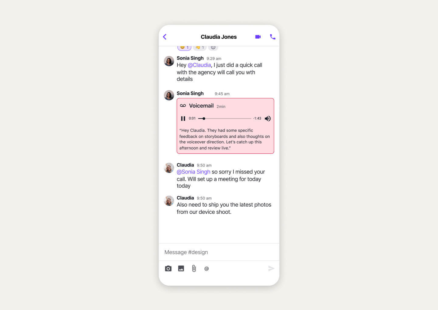 Screenshot of forwarding a voicemail from Dialpad's mobile app