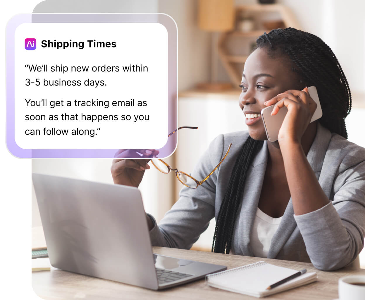 Screenshot of Dialpads AI Live Coaching Card feature popping up helpful notes for an agent or rep when a tricky question comes up on a call