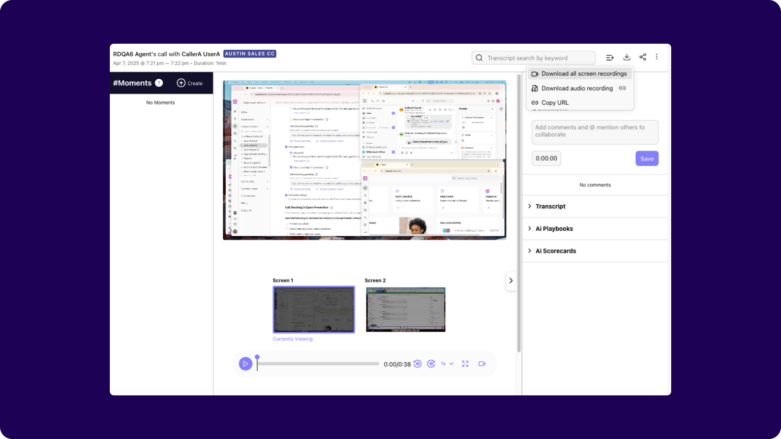 82. Easily download multi-monitor screen recordings