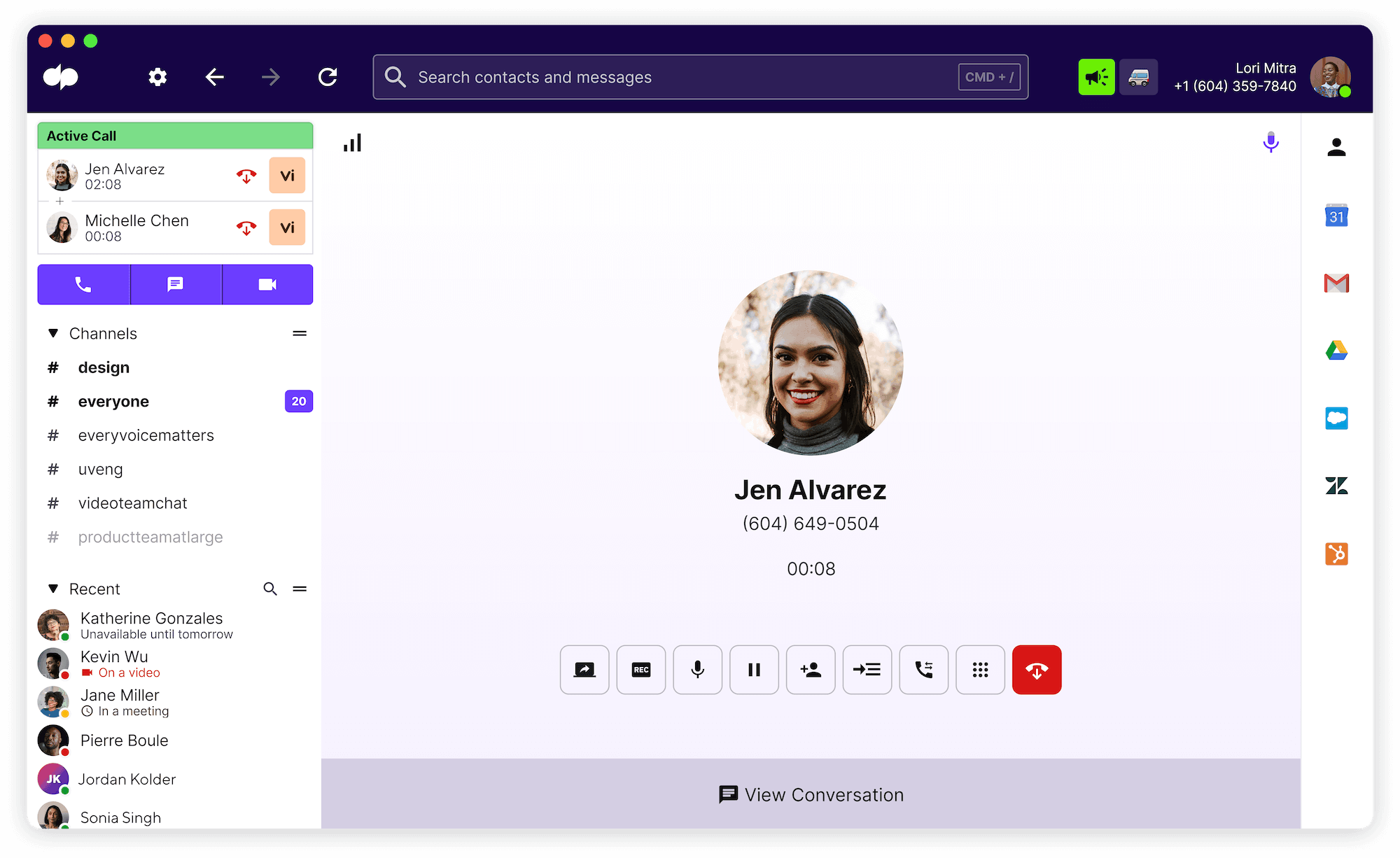 On a three way call in dialpad