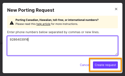 Successfully porting a phone number in Dialpad