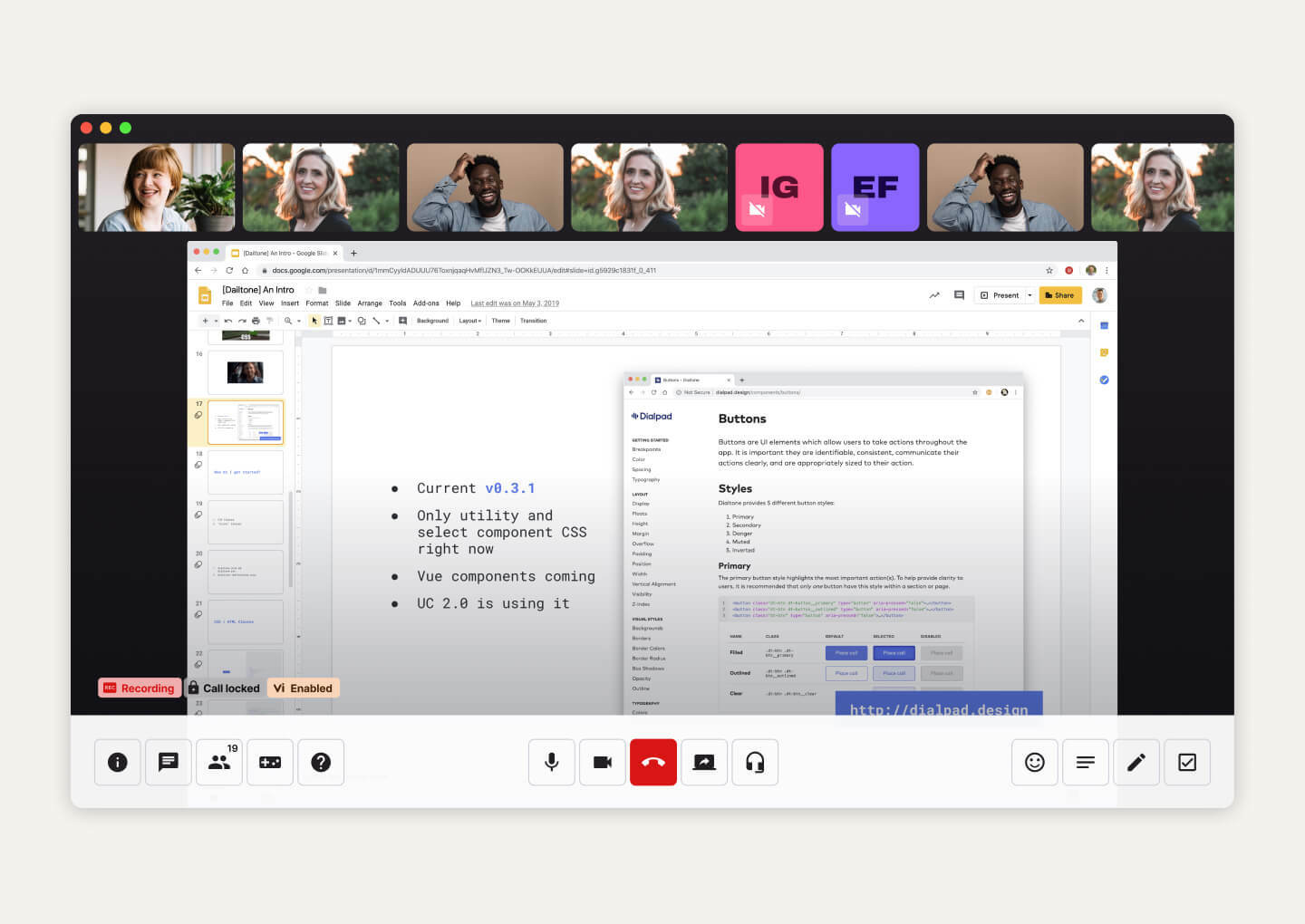 Sharing a screen on a video call in Dialpad