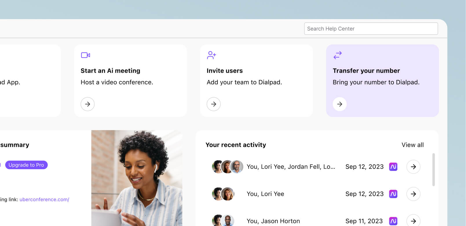 Screenshot of porting a phone number from Dialpad-s online dashboard