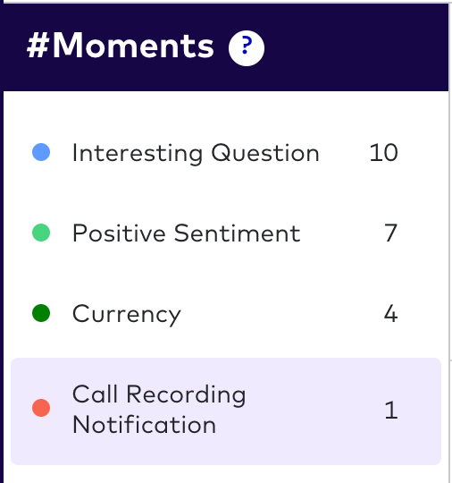 Call recording notifications as custom moments in dialpad