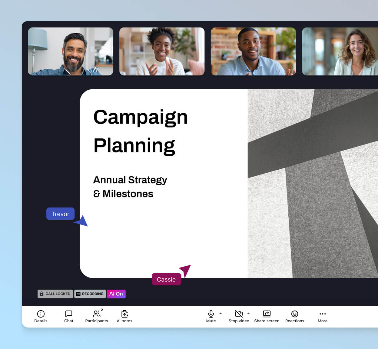 Screenshot of the Dialpad Meetings integration with Miro